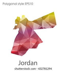 Jordan map in geometric polygonal style.Abstract gems triangle,modern design background.