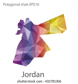 Jordan map in geometric polygonal style.Abstract gems triangle,modern design background.