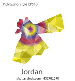 Jordan map in geometric polygonal style.Abstract gems triangle,modern design background.