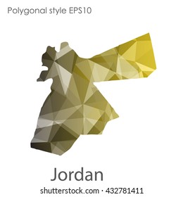 Jordan map in geometric polygonal style.Abstract gems triangle,modern design background.