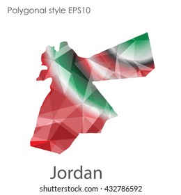 Jordan map in geometric polygonal style.Abstract gems triangle,modern design background.