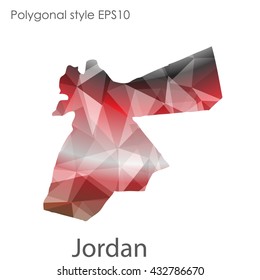 Jordan map in geometric polygonal style.Abstract gems triangle,modern design background.