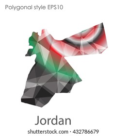 Jordan map in geometric polygonal style.Abstract gems triangle,modern design background.