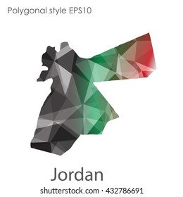 Jordan map in geometric polygonal style.Abstract gems triangle,modern design background.