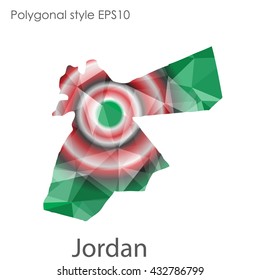 Jordan map in geometric polygonal style.Abstract gems triangle,modern design background.