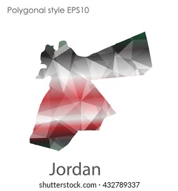 Jordan map in geometric polygonal style.Abstract gems triangle,modern design background.