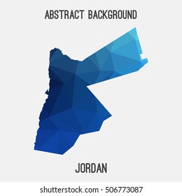Jordan map in geometric polygonal,mosaic style.Abstract tessellation,modern design background,low poly. Vector illustration.