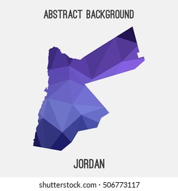 Jordan map in geometric polygonal,mosaic style.Abstract tessellation,modern design background,low poly. Vector illustration.