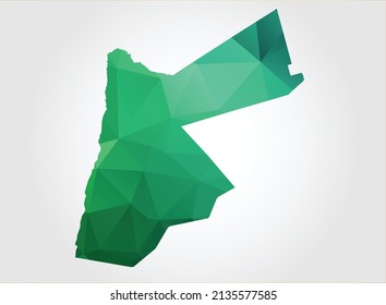 Jordan Map Green Color on white background polygonal