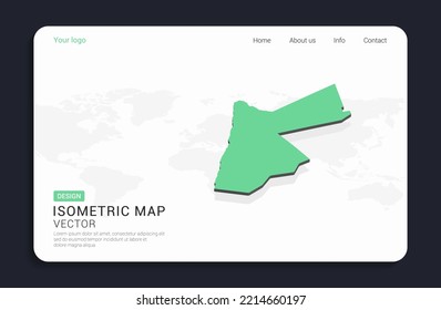 Jordania mapea verde sobre fondo blanco con vector isométrico.