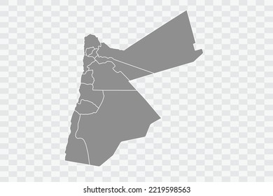 Jordan Map grey Color on White Background  Png