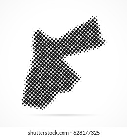 Jordan map in halftone. Dotted illustration isolated on a white background.
Vector illustration.