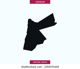 Jordan Map. High Detailed Silhouette Map In Soft Background - Vector