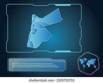 Jordan Map infographic technology blue Color element collection background