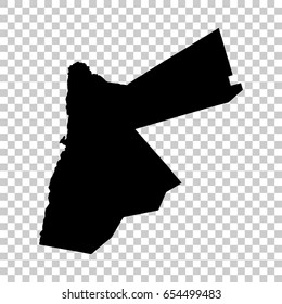 Jordan map isolated on transparent background. Black map for your design. Vector illustration, easy to edit.