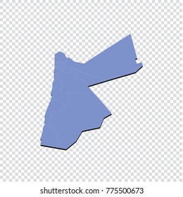 Jordan map isolated on transparent background.High Detailed Blue Map of Jordan isolated. Vector illustration