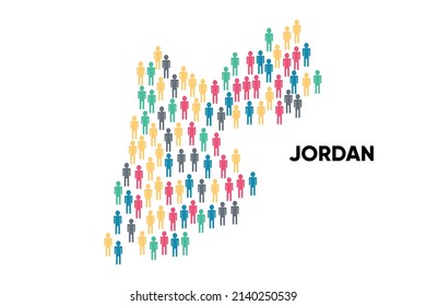 Mapa de Jordania hecho por un grupo de personas, Población. Globalización. Personas de diferentes países