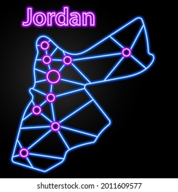 Jordan map neon icon, einzelne Vektorgrafik.