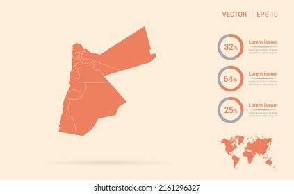 Jordan map orange abstract infographic vector.