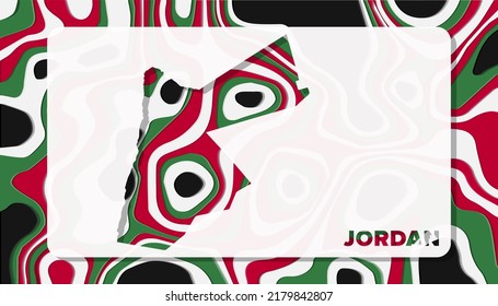 Jordan Map with Paper Cut Waves Background Shape perfect for Greeting Card, Desktop Wallpaper, and Banner