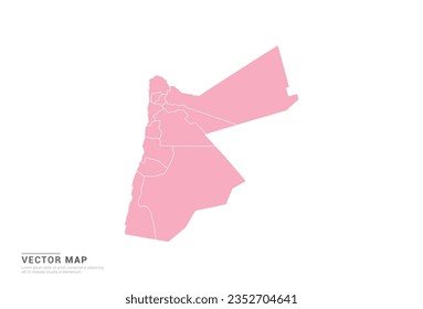 Jordan Map - rosafarbener abstrakter Stil einzeln auf weißem Hintergrund für Infografik, Design-Vektorgrafik.