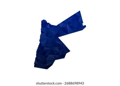 Jordan Map - Polygon Style Vector Illustration in Dark Blue Gradient, Low Poly Geometric Design, Isolated on White Background for Infographics and Education.