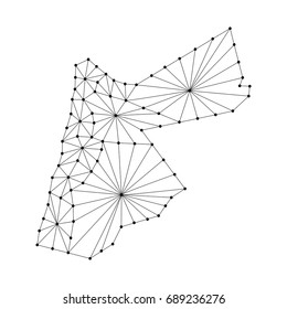 Jordan map of polygonal mosaic lines network, rays and dots illustration. Raster copy.