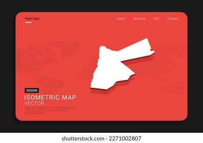 Jordan Karte rot einzeln auf dunklem Hintergrund mit isometrischer 3D-Weltkarte, Vektorgrafik.
