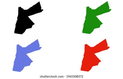 Jordan map silhouette design in middle east with white background