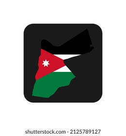 Silueta de mapa de Jordania con bandera sobre fondo negro
