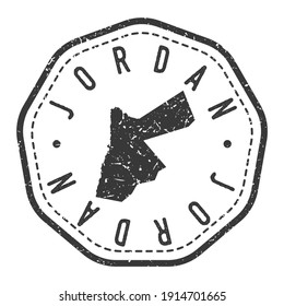 Marca Retro de sello de mapa de Jordania. Pasaporte postal de Silhouette. Icono del vector de redondeo de sellado. Diseño de rehenes de insignia vintage.