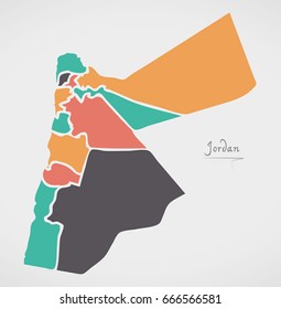 Jordan Map with states and modern round shapes