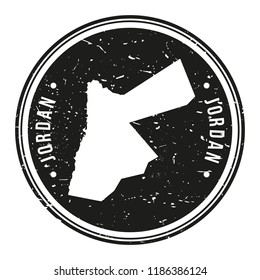 Jordan Map Symbol. Round Design Stamp Travel and Business.