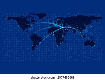 Jordan map for technology or innovation or export concepts. Connections of the country to major cities around the world. File is suitable for digital editing and prints of all sizes.