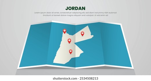 jordan mapa viagem com pin tag localização design Ilustração