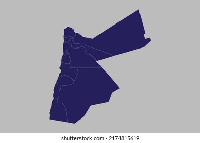 Vector de mapa de Jordania, color azul, aislado en fondo gris