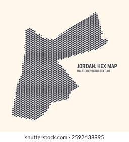 Jordan Map Vector Hexagonal Halftone Pattern Isolate On Light Background. Hex Texture in the Form of a Map of Jordan. Modern Technological Contour Map of Jordan for Design or Business Projects