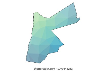 Jordan map vector illustration in polygonal style,Low poly design on white background