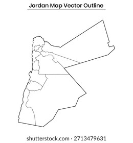 Mapa de Jordania Vector Esquema Frontera de Country