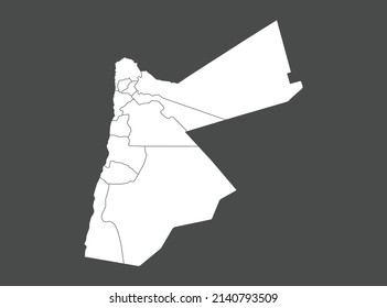 Vector de mapa jordano, color blanco, aislado en fondo gris
