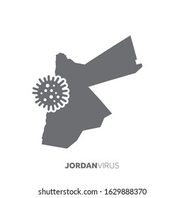 Jordan map with a virus microbe. Illness and disease outbreak