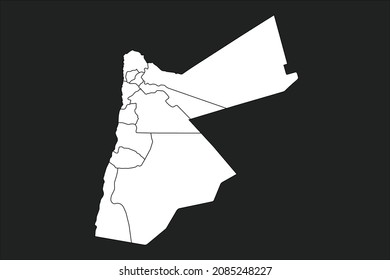 Jordan map White Color on black Background