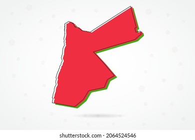 Jordan Map - Weltkarte, internationale Vektorvorlage mit einer Skizze mit roten, grünen und schwarzen Umrissen einzeln auf weißem Hintergrund - Vektorgrafik eps10