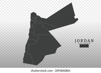 Jordan Map - World Map International vector template with High detailed including black and grey outline color isolated on transparent background - Vector illustration eps 10