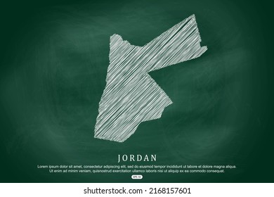 Mapa de Jordania - Mapa Mundial Plantilla vectorial internacional con esbozo blanco de dibujo gráfico y estilo de escuela antiguo aislado en el fondo del tablero verde - Ilustración vectorial 10