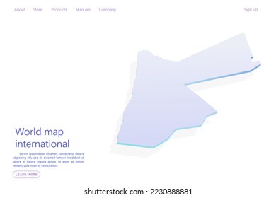 Jordan Map - World map International vector template with isometric style including shadow, purple and blue color isolated on white background for design, website - Vector illustration eps 10