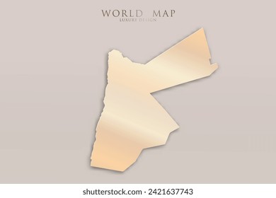Mapa de Jordania - Mapa mundial Planilla vectorial internacional con 3D, diseño de lujo dorado incluyendo sombra sobre fondo brillante para diseño, educación, sitio web, infografía - Ilustración vectorial eps 10