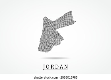 Jordan Map - World map vector template with Black dots, grid, grunge, halftone style isolated on white background for education, infographic, design - Vector illustration eps 10