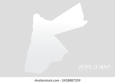 Mapa de Jordania - Plantilla vectorial del Mapa Mundial con Alto detalle incluyendo color de gradiente blanco y gris y color de contorno blanco aislado en fondo gris - Ilustración vectorial 10