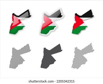 Jordan - Maps Collection. Six maps of different designs. Set of vector illustrations